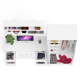 Шкаф-комод Мори МШ900.1 с письменным 2-х тумбовым столом МС-2 и полкой книжной