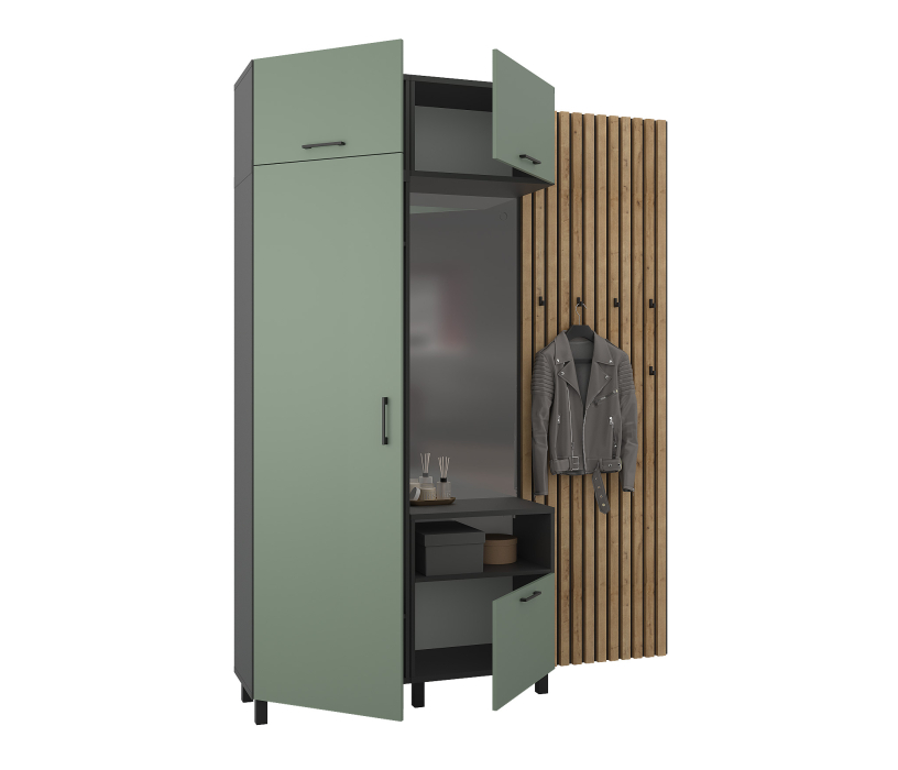 Прихожие, Прихожая Тренд с рейками Диамант серый/Белла Камыш