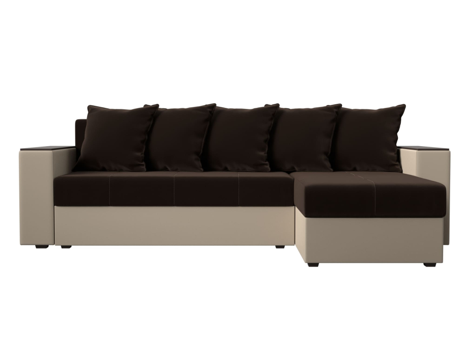 Диваны угловые в гостиную, Диван угловой Дубай Лайт, микровельвет/экокожа, правый угол