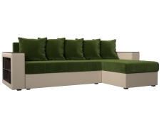 Диваны угловые в гостиную, Диван угловой Дубай Лайт, микровельвет/экокожа, правый угол