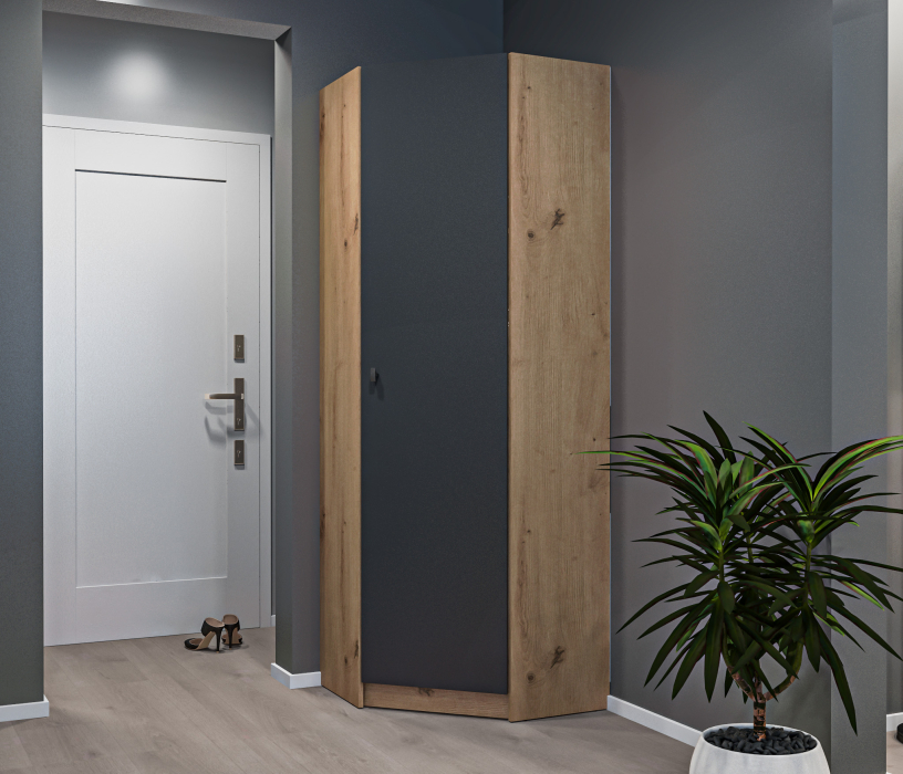 Угловые, Комплект Сидней (шкаф и тумба), Дуб Дикий/Диамант серый