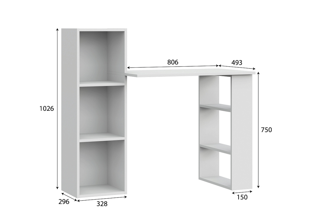 Детские парты, столы и стулья, Стол компьютерный СТК 1, белый