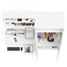 Компьютерный стол однотумбовый правый с ящиком и верхней полкой и платяной шкаф Мори МШ8001