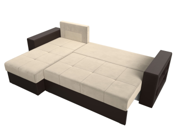 Диван угловой Дубай Лайт, микровельвет/экокожа, левый угол