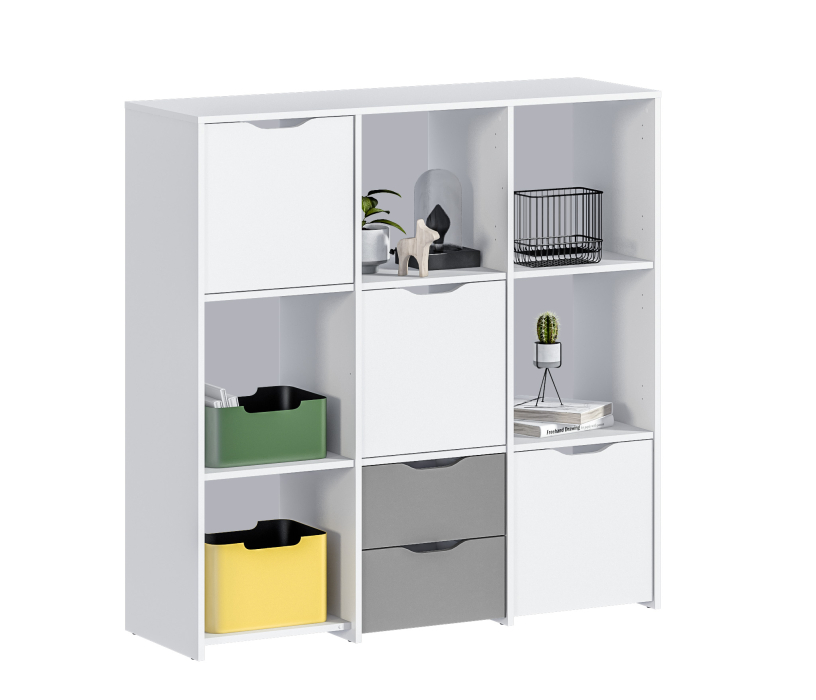 Mika / Мика, Стеллаж Mika / Мика СБ-3278 Белый/Белый,Серый