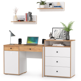 Стол письменный с комодом и двумя открытыми полками Вуди