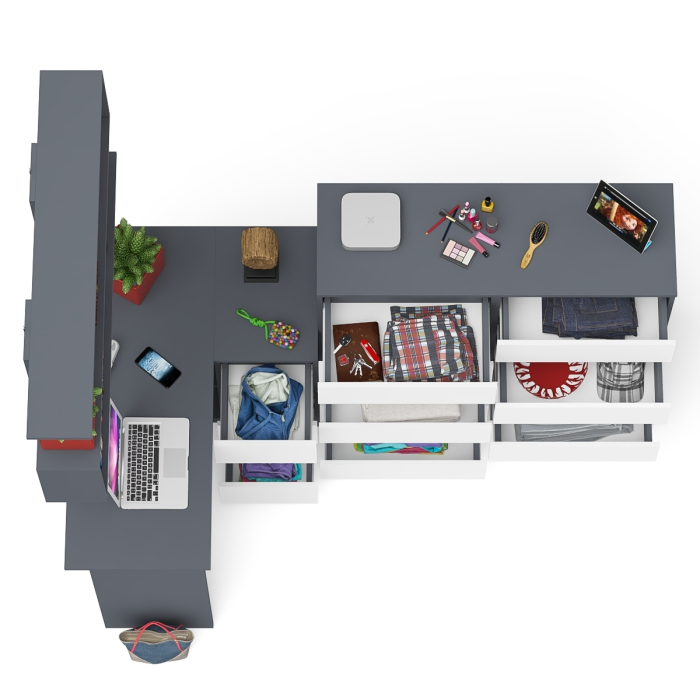 Домашние кабинеты, Набор мебели из углового компьютерного стола Мори МС-16 правого с книжной полкой и комода МК1200.10