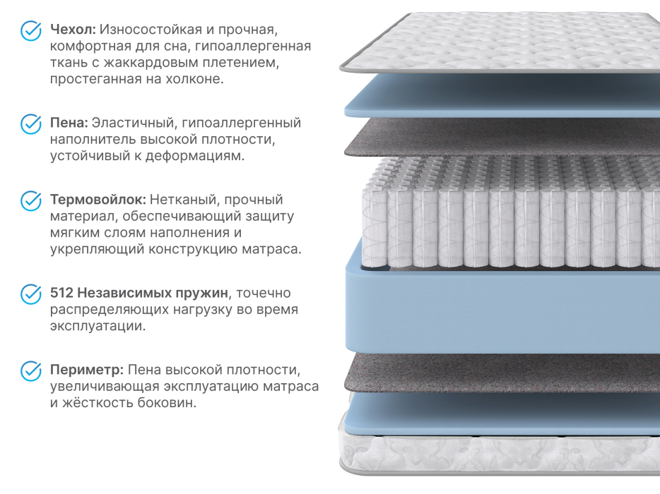 Другие размеры, Матрас DreamLine Селена 1200x2000