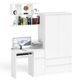 Стол компьютерный с ящиком МС-1 правый с навесной полкой и шкаф-комод МШ900.1 Мори