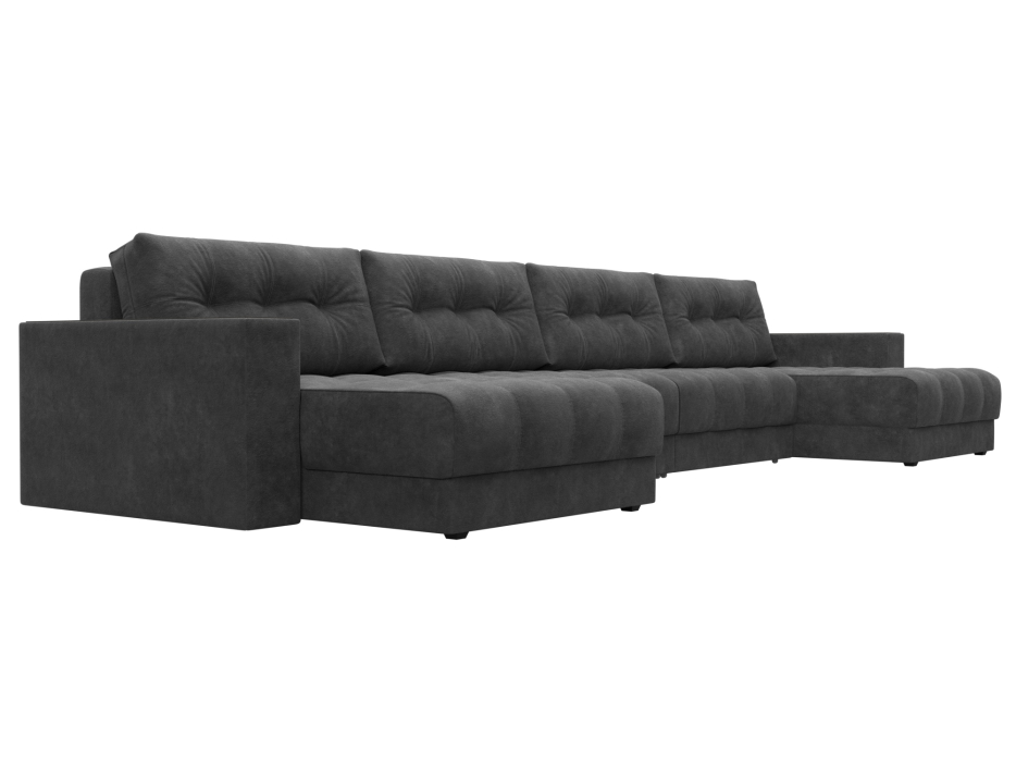 Дизайнерские диваны для гостиной, Диван П-образный с декором Лига-049 НПБ Лонг, велюр BRUT