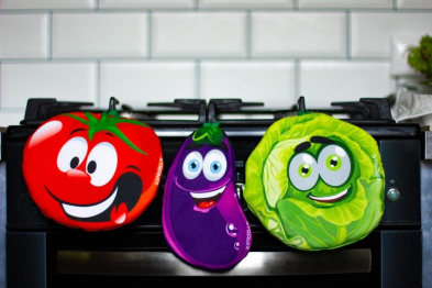 Прихватки кухонные STRAMIX Овощи на позитиве, набор из 3 шт.