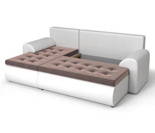 Угловой диван Ванкувер левый, экокожа/велюр