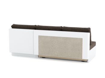 Диван-кровать угловой Кормак без подлокотников, рогожка +кож.зам белый