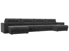 Дизайнерские диваны для гостиной, Диван П-образный с декором Лига-049 НПБ Лонг, велюр BRUT