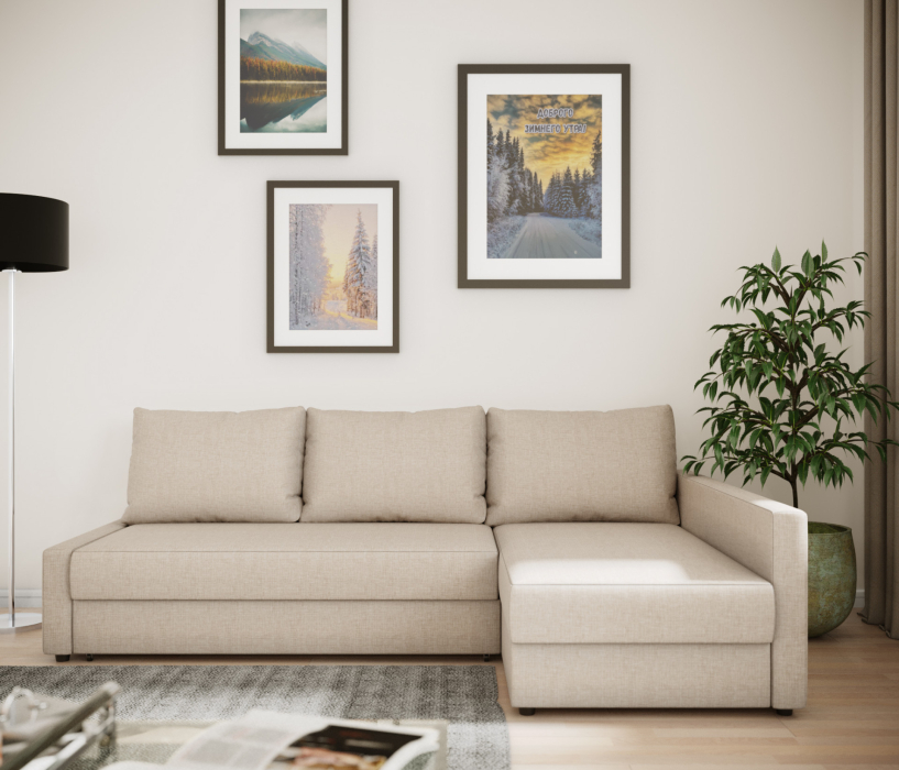 Диваны угловые в гостиную, Диван угловой Фрисби дельфин рогожка