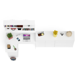 Угловой компьютерный стол с тремя ящиками Мори МС-16 левый с тумбой-комодом и книжной полкой