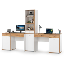 Компьютерные столы Вуди с пеналом для двоих детей