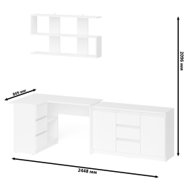Угловой компьютерный стол Мори МС-16 левый с верхней полкой и тумбой-комодом 1200-3