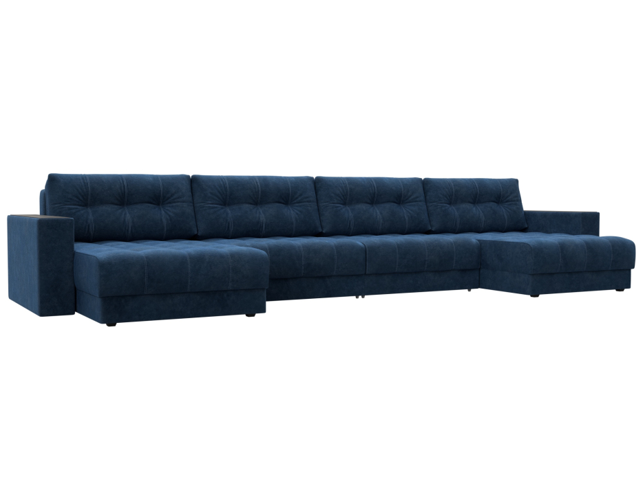 Дизайнерские диваны для гостиной, Диван П-образный с декором Лига-049 НПБ Лонг, велюр BRUT