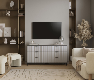 Комод Тренд СБ-3442 6 ящиков Диамант серый/МДФ Джаз серый