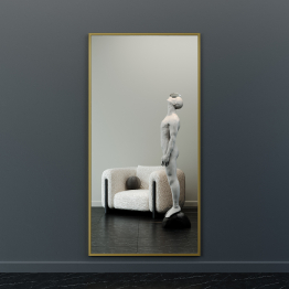 Дизайнерское настенное напольное зеркало GENGLASS Halfeo XL в металлической раме