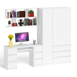 Шкаф-комод трёхдверный Мори МШ1200.1 с письменным столом и открытой книжной полкой