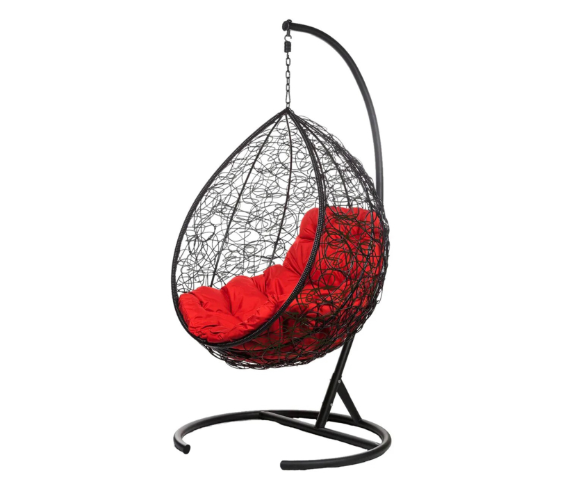 Мебель из ротанга, Подвесное кресло Tropica Black Красная подушка