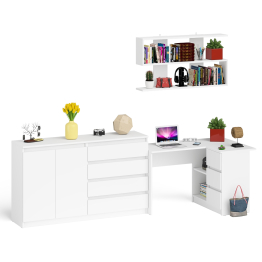 Тумба-комод МК1600.1 Мори с навесной книжной полкой и угловой компьютерный стол МС-16 правый