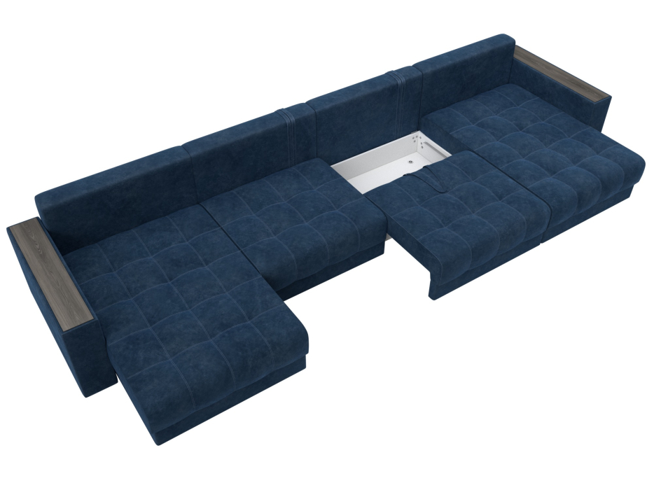 Дизайнерские диваны для гостиной, Диван П-образный с декором Лига-049 НПБ Лонг, велюр BRUT