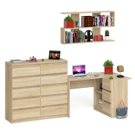 Домашние кабинеты, Набор мебели из углового компьютерного стола Мори МС-16 правого с книжной полкой и комода МК1200.10