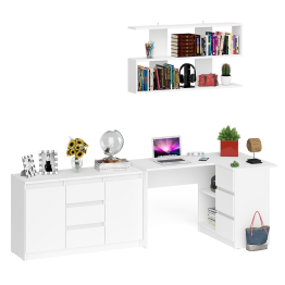 Стол компьютерный угловой МС-16 правый с навесной полкой и тумбой МК-1200.3 Мори