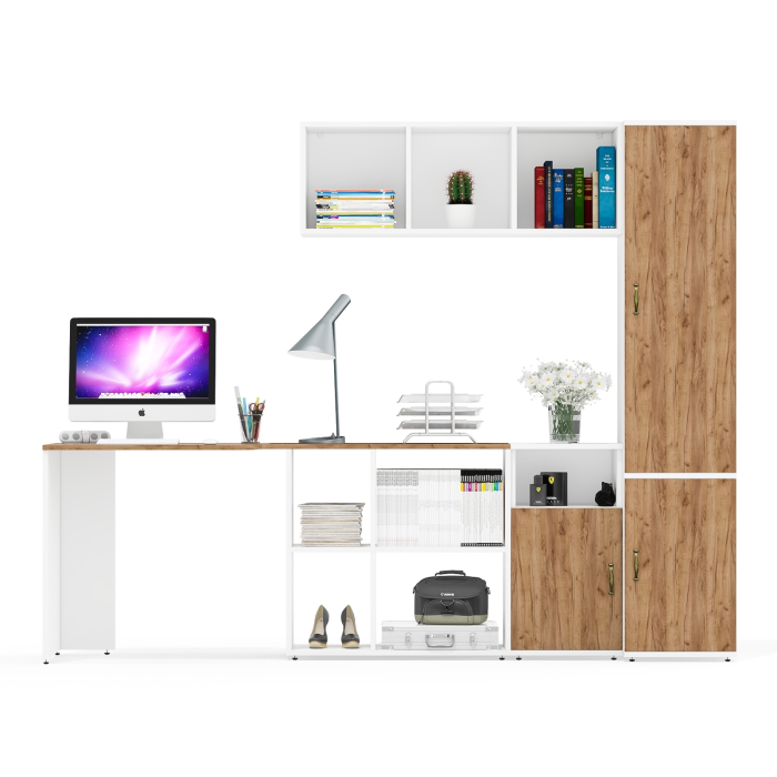 Домашние кабинеты, Домашний офис - стол-трансформер с покой для книг с пеналом 22Б и тумбой 3.19