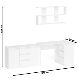 Стол компьютерный угловой МС-16 правый с навесной полкой и тумбой МК-1200.3 Мори
