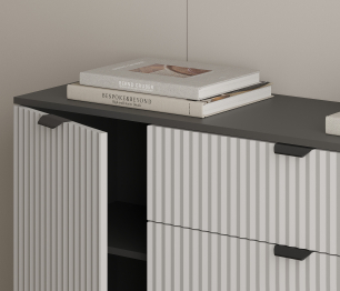 Комод Тренд СБ-3443 3 ящика, 2 двери Диамант серый/МДФ Джаз серый