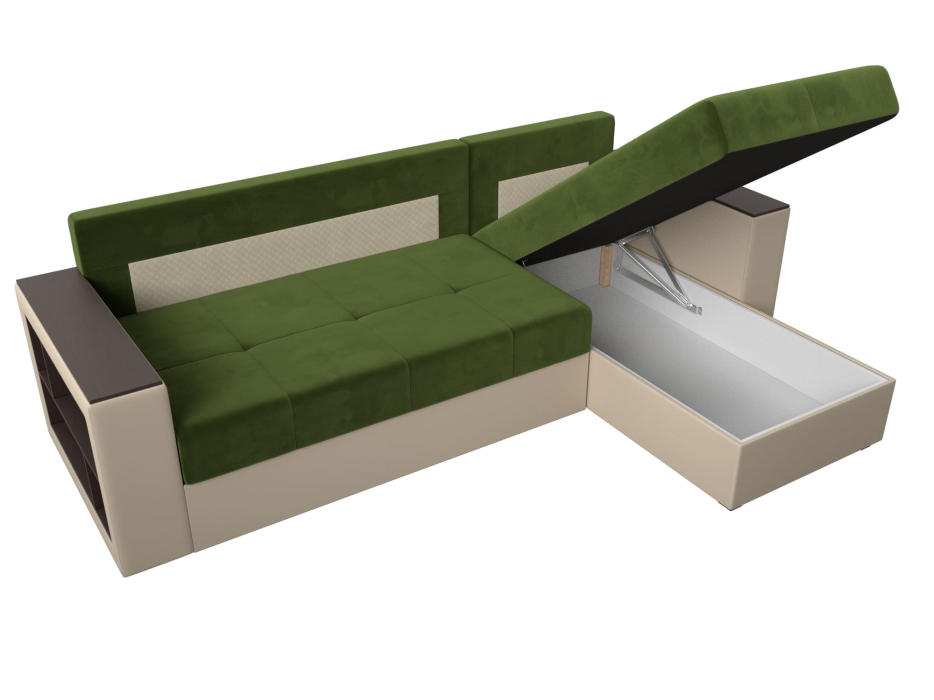 Диваны угловые в гостиную, Диван угловой Дубай Лайт, микровельвет/экокожа, правый угол