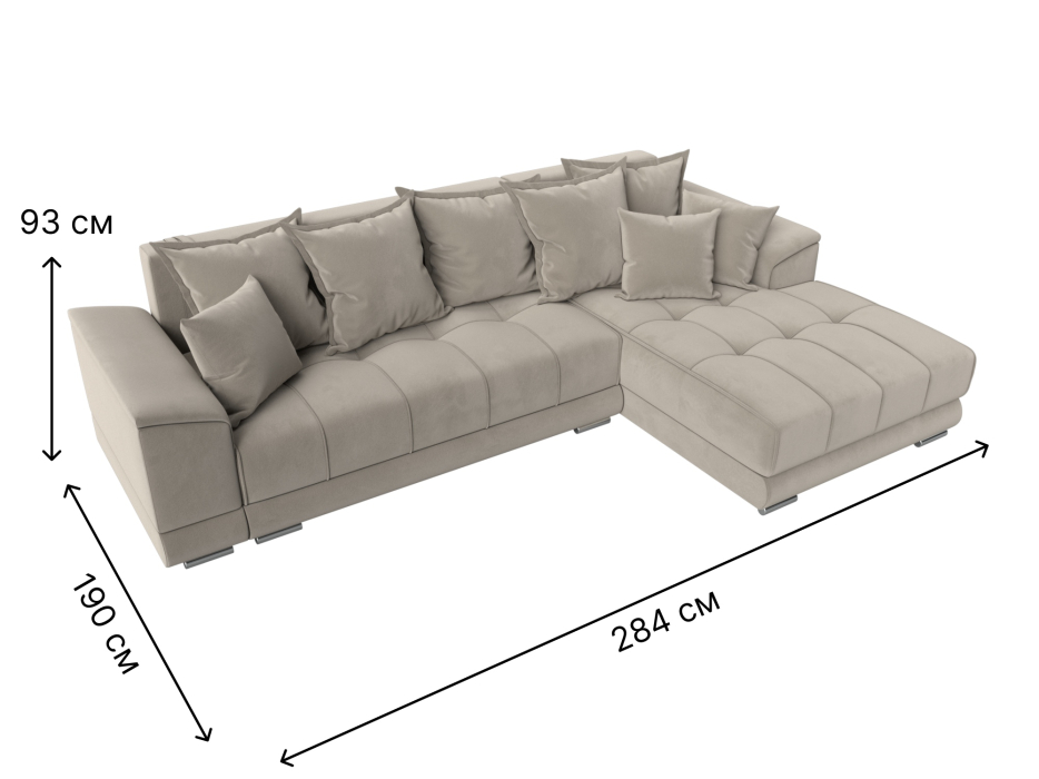 Диваны угловые в гостиную, Угловой диван НордСтар правый угол, микровельвет