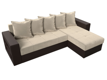 Диван угловой Дубай Лайт, микровельвет/экокожа, правый угол