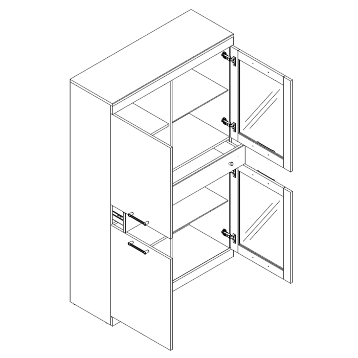 Витрины, Шкаф с витриной 2V2D1S, JAGGER