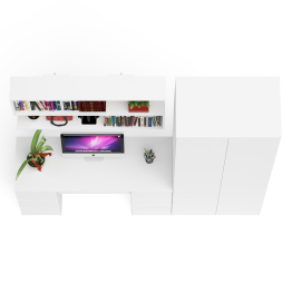 Платяной шкаф две двери Мори МШ800.1 с компьютерным столом и полкой навесной