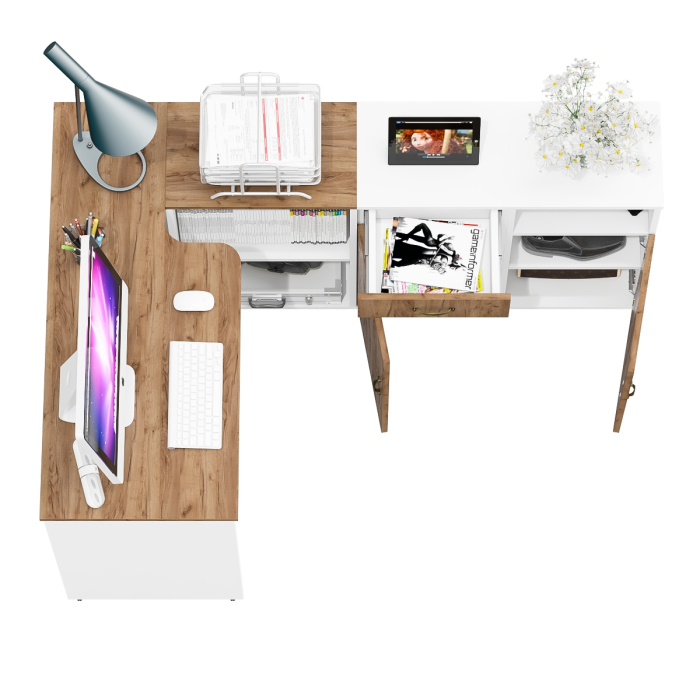 Домашние кабинеты, Стол-трансформер компьютерный и две тумбы для хранения Лидер-8.