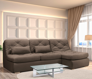 Модульный угловой диван Борнео с оттоманкой со спальным местом, велюр