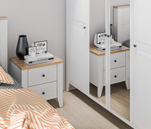 Шкаф 4х дверный Монтана СБ-3543 Белый Альпийский,Дуб Гамильтон/МДФ Дуб Белый