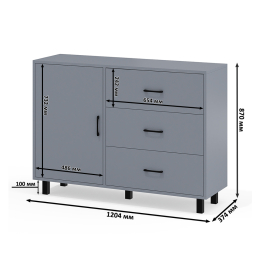 Комод-тумба три ящика и дверка РВК 122-1204