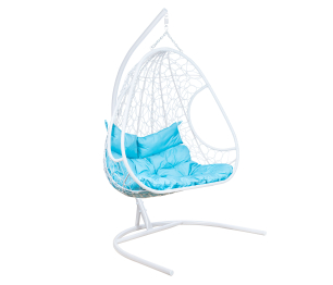 Подвесное кресло Leset Рико, каркас Белый, подушка Бирюза яркая