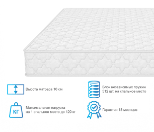 Армос / Матрас ARMOS Сонплит (Трикот белый) 180х200 см