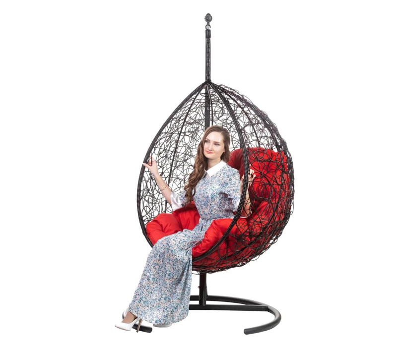 Мебель из ротанга, Подвесное кресло Tropica Black Красная подушка