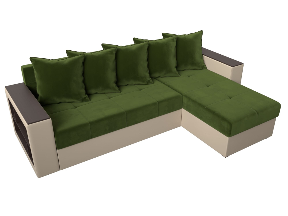 Диваны угловые в гостиную, Диван угловой Дубай Лайт, микровельвет/экокожа, правый угол