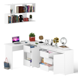 Стол компьютерный угловой МС-16 правый с навесной полкой и тумбой МК-1200.3 Мори