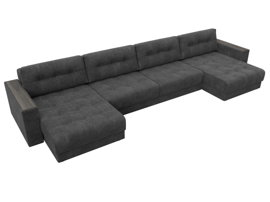 Дизайнерские диваны для гостиной, Диван П-образный с декором Лига-049 НПБ Лонг, велюр BRUT