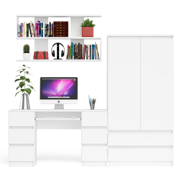 Шкаф-комод Мори МШ900.1 с письменным 2-х тумбовым столом МС-2 и полкой книжной